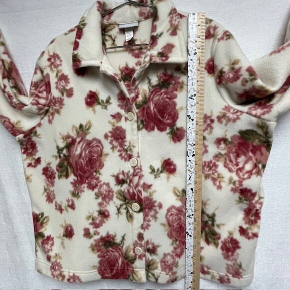 Blair Women's Floral Fleece Jacket - Front Button - Size 2XL - Picture 8 of 10